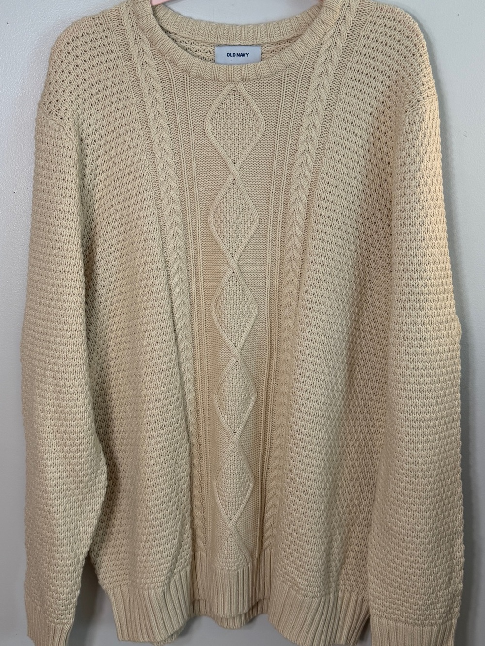 Old Navy ivory fisherman sweater XXL cable knit chunky pullover crewneck EUC